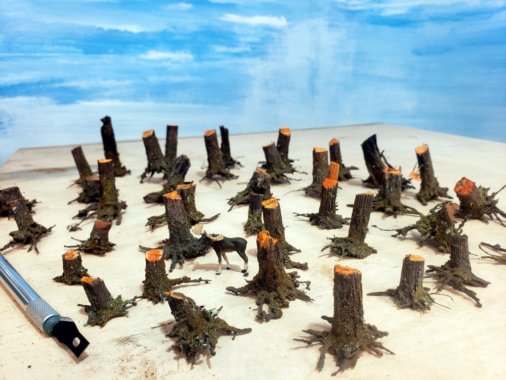 Stumps, 3/8", Chainsaw-Fresh-Cut, Three