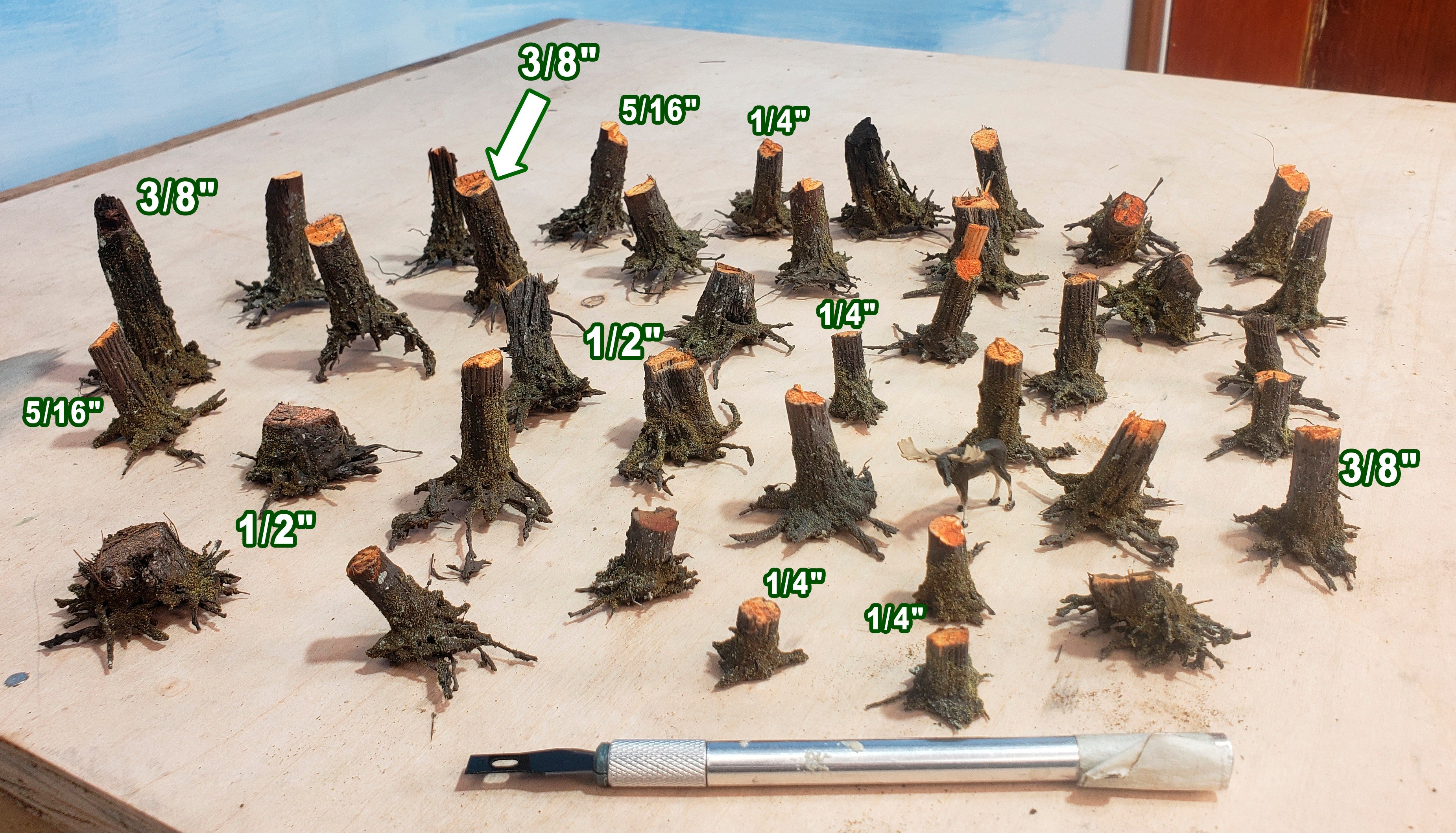 Stumps, 1/2", Chainsaw-Aged-Cut, Three