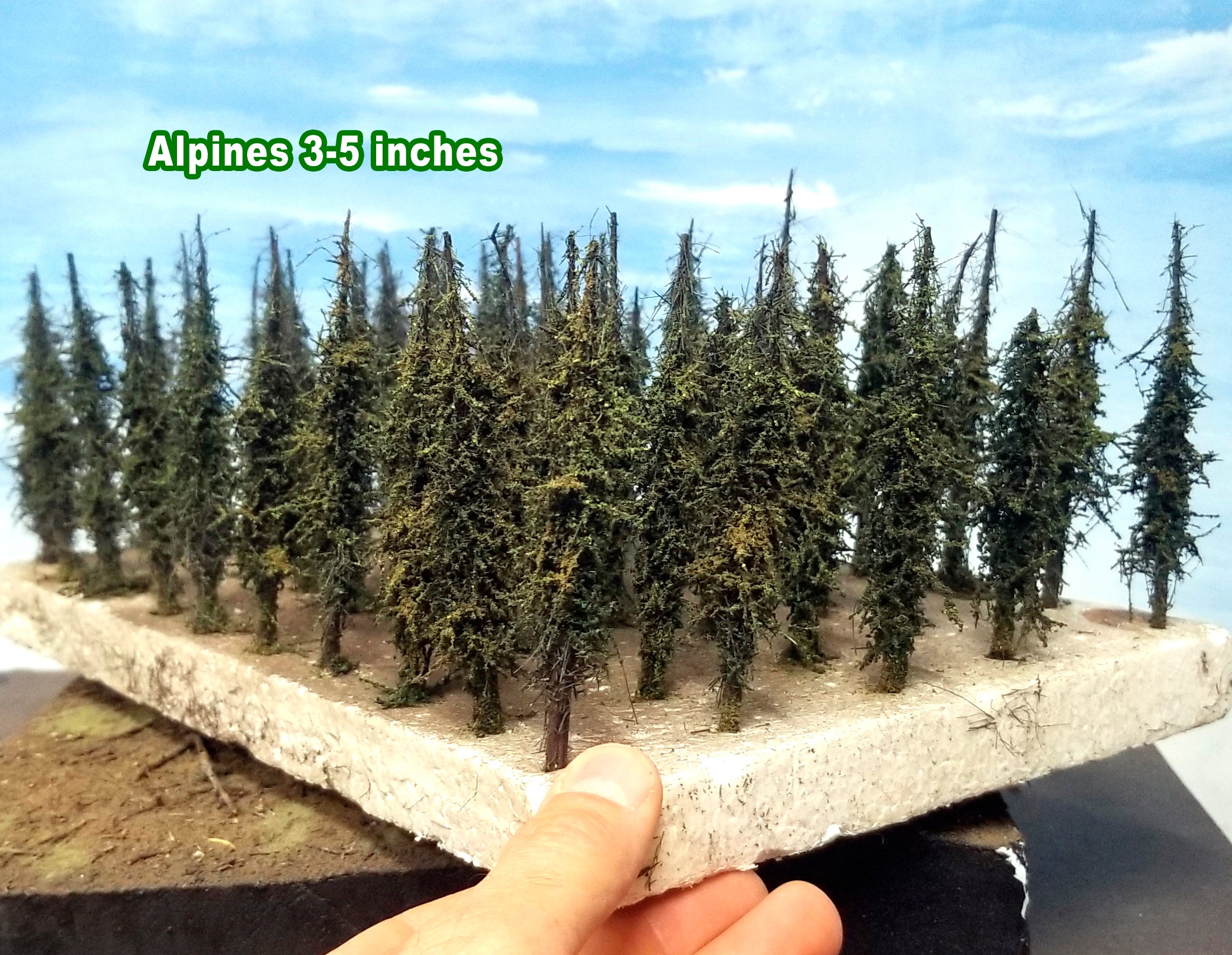 ALPINE Trees, 3-4.5 inches, EIGHT, 25, or 100 Trees