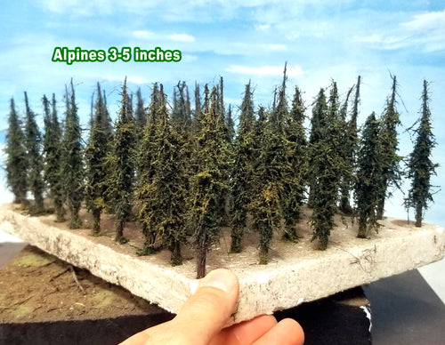 ALPINE Trees, 3-4.5 inches, EIGHT, 25, or 100 Trees