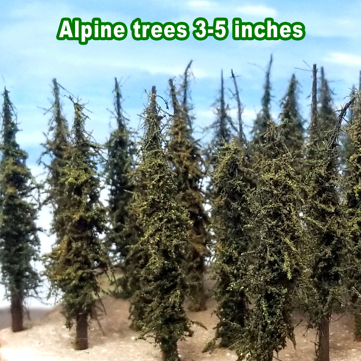 ALPINE Trees, 3-4.5 inches, EIGHT, 25, or 100 Trees