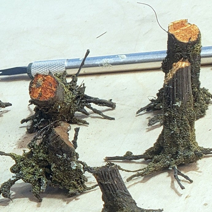 Stumps, 3/8", Chainsaw-Fresh-Cut, Three