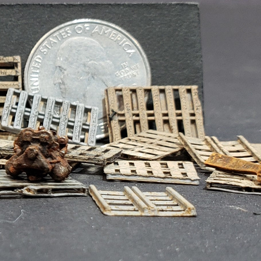 Pallets, HO Scale, Weathered, 60