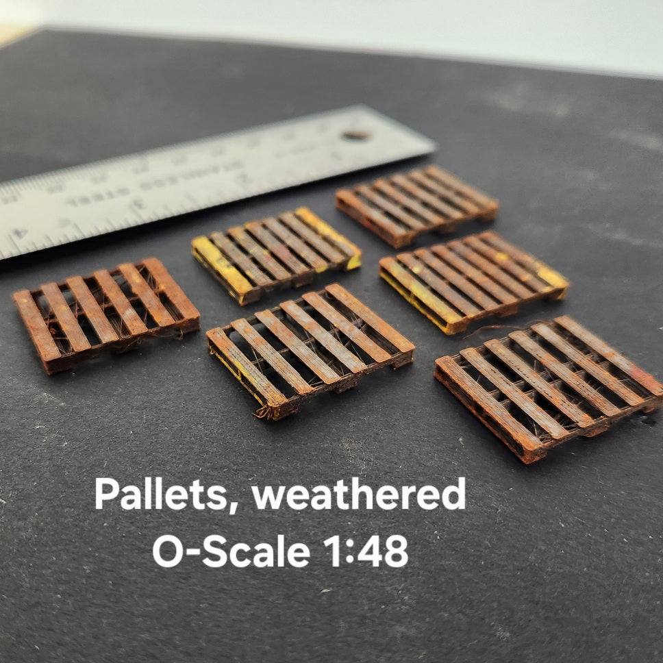 Pallets, O Scale, Weathered