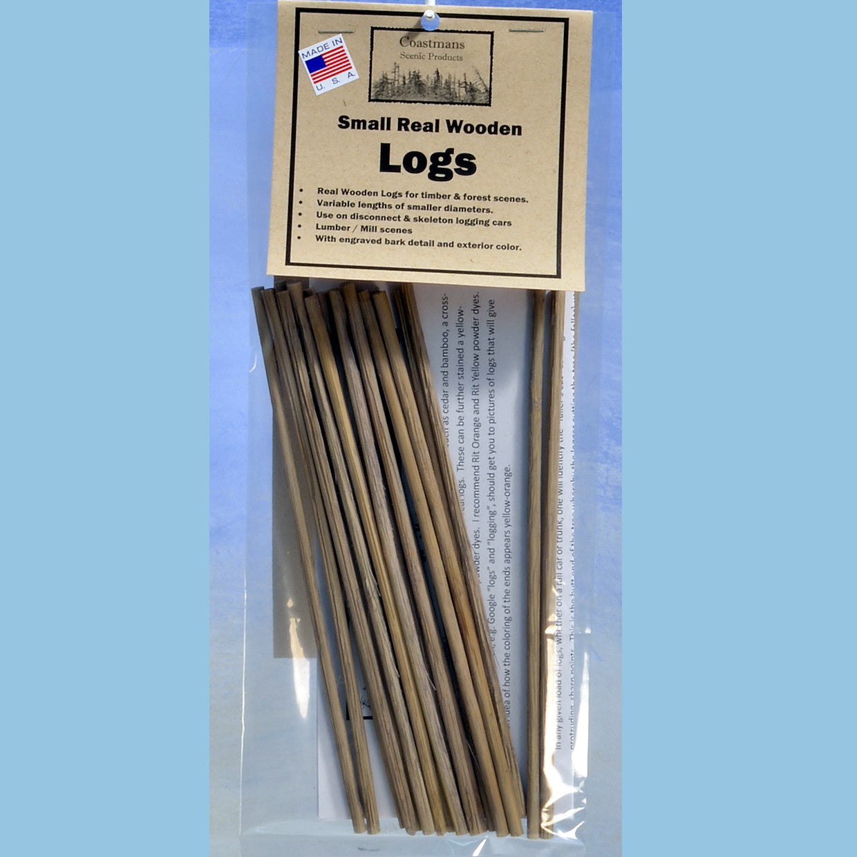 Logs, 3/16" x 7.5" bamboo material, one dozen