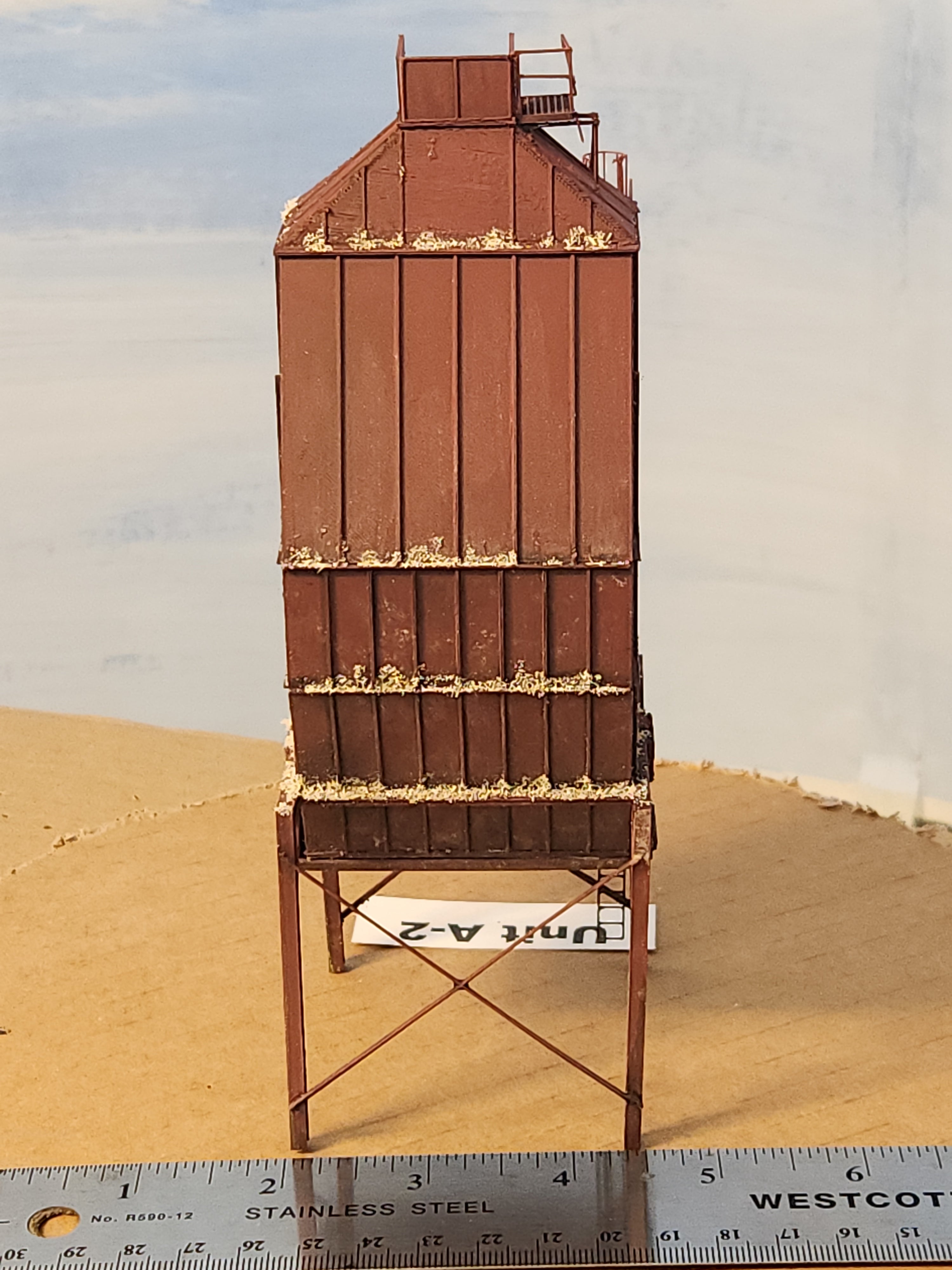 1:87 scale model wood chip storage bin panels, 2.5 inches wide, unit A-2, model building by Roger Rasmussen, Coastman's Scenic Products, CSP LLC Port Orford, Oregon USA