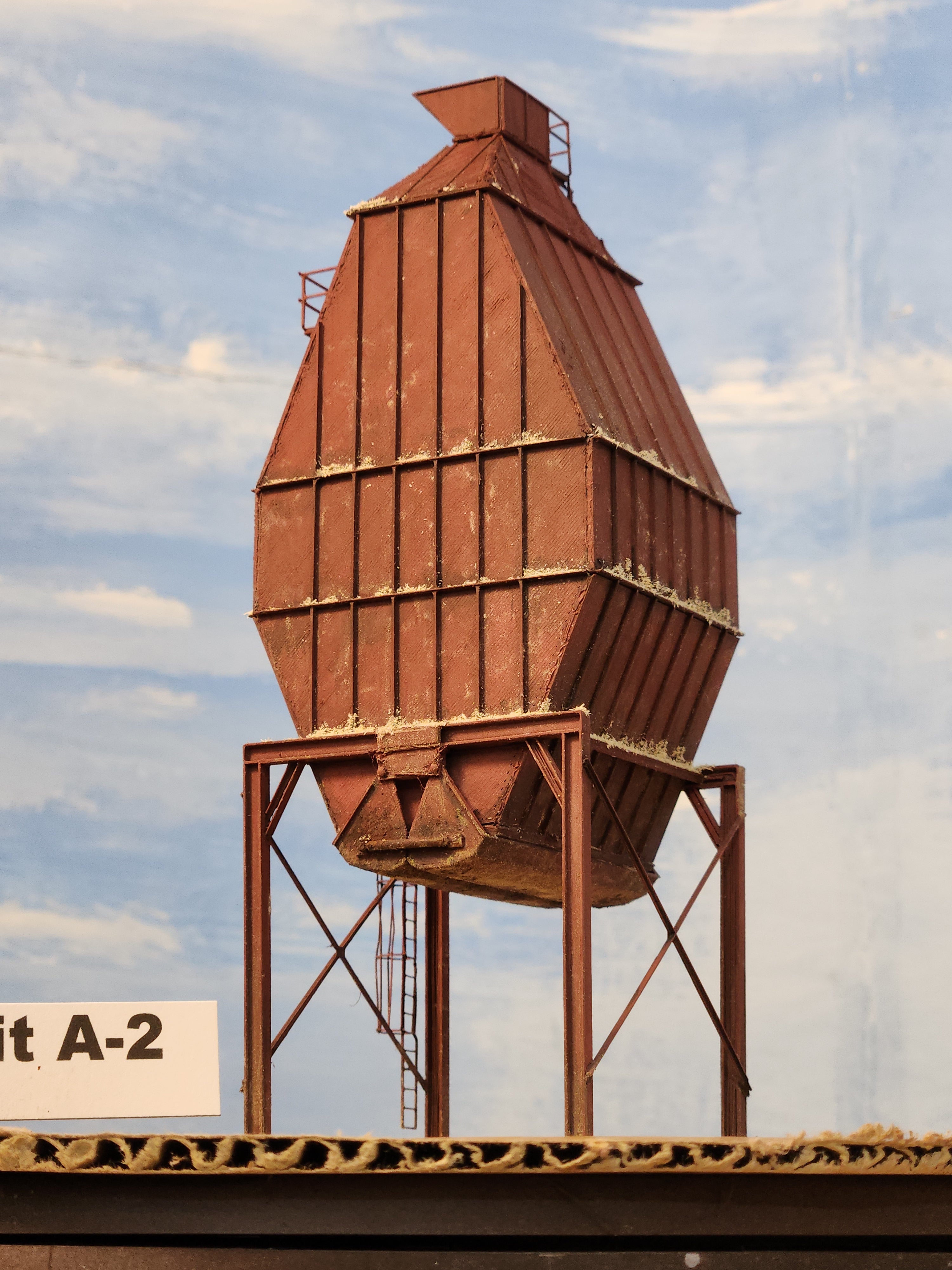 Image 5 of 1:87 scale model wood chip storage bin, Unit A-2, model building by Roger Rasmussen, Coastman's Scenic Products, CSP LLC Port Orford, Oregon USA